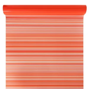 Díszcsomagoló csíkos mintázatú fólia tekercs [50cm x 10m] narancssárga/piros