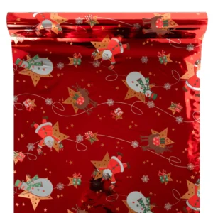Díszcsomagoló metál karácsonyi fólia tekercs [50cm x 10m] piros