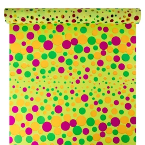 Díszcsomagoló pöttyös mintázatú fólia tekercs [50cm x 10m] zöld/ciklámen