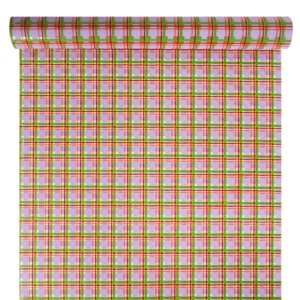 Díszcsomagoló kockás mintázatú fólia tekercs [50cm x 10m] lila/zöld/piros
