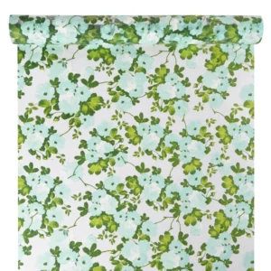 Díszcsomagoló virág mintázatú fólia tekercs [50cm x 10m] menta/zöld