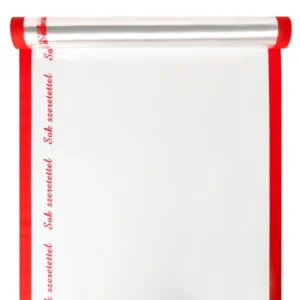 Díszcsomagoló feliratos fólia tekercs [50cm x 10m] piros