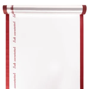 Díszcsomagoló feliratos fólia tekercs [50cm x 10m] bordó